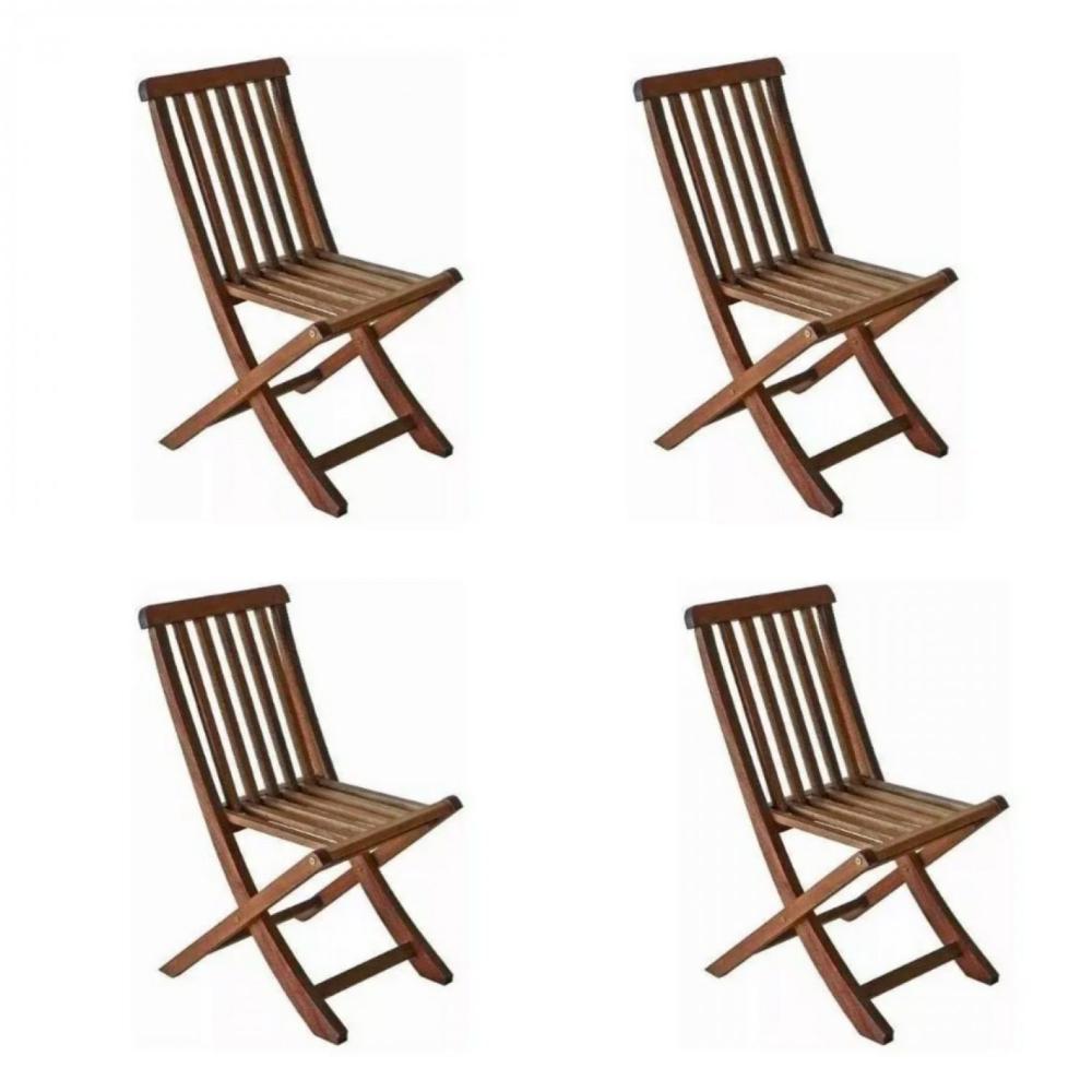 Miniatura Kit 4 Cadeiras Dobráveis Cas Abao Cedro Rosa Madeira