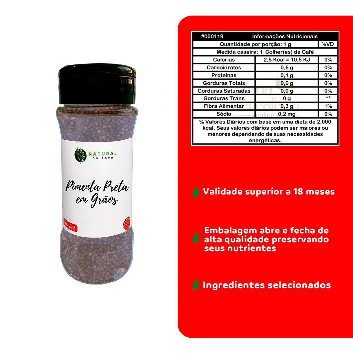 Miniatura Pimenta Preta Em Grãos Pote Com Dosador 50G
