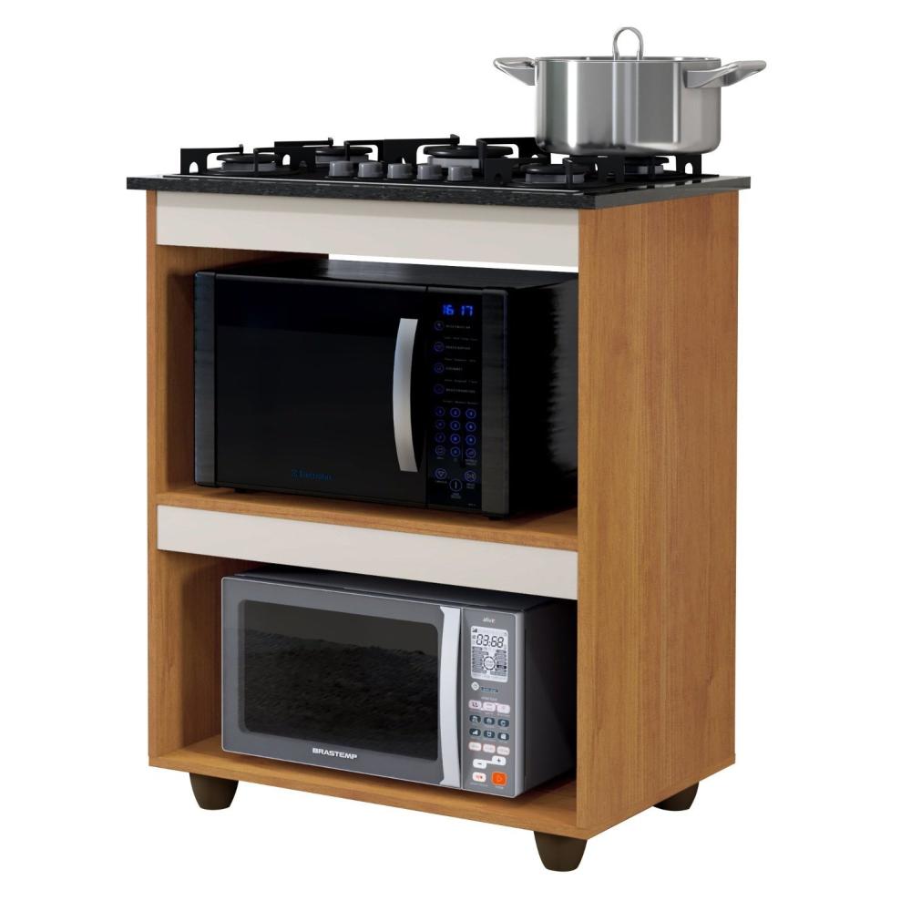 Miniatura Balcão para Cooktop 5 Bocas 2 Nichos para Forno Turim Kaiki Móveis Nature/Off White