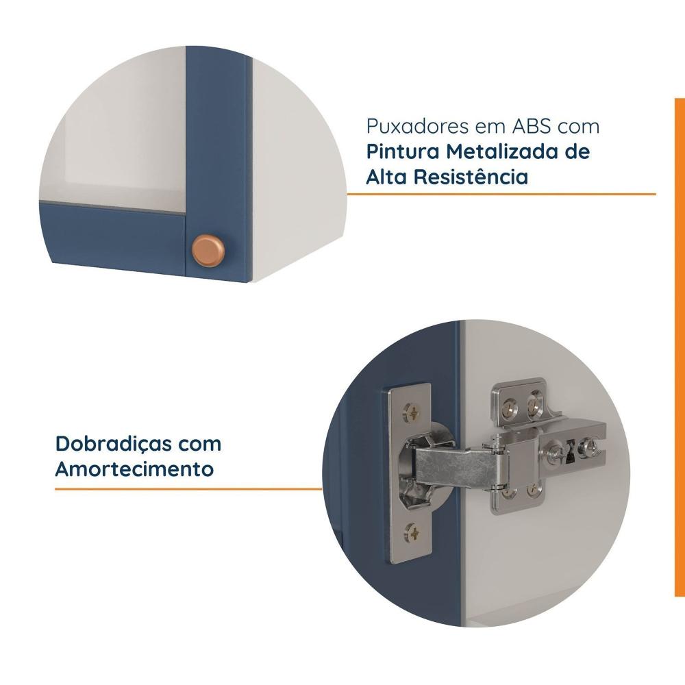 Miniatura Armário Aéreo 1 Portas 40cm com Porta de Vidro Arizona Cabecasa Madeiramadeira Branco/Azul