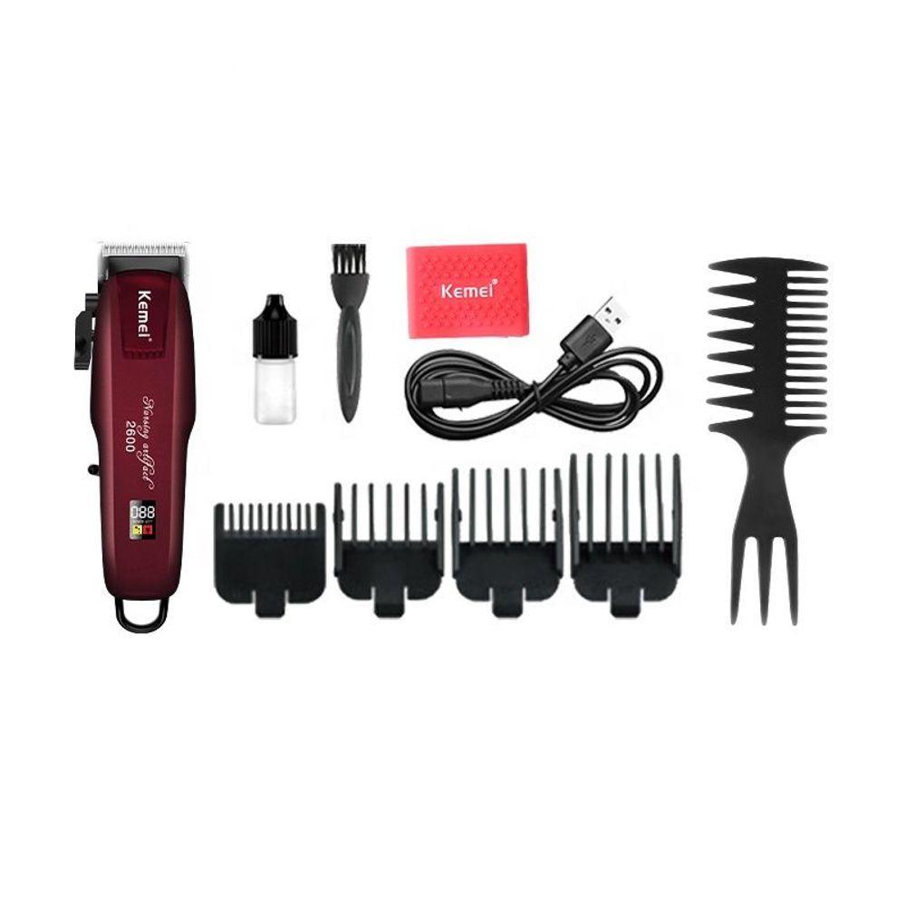 Miniatura Cortador De Cabelo Kemei Km-2600 Bordô 100v/240v