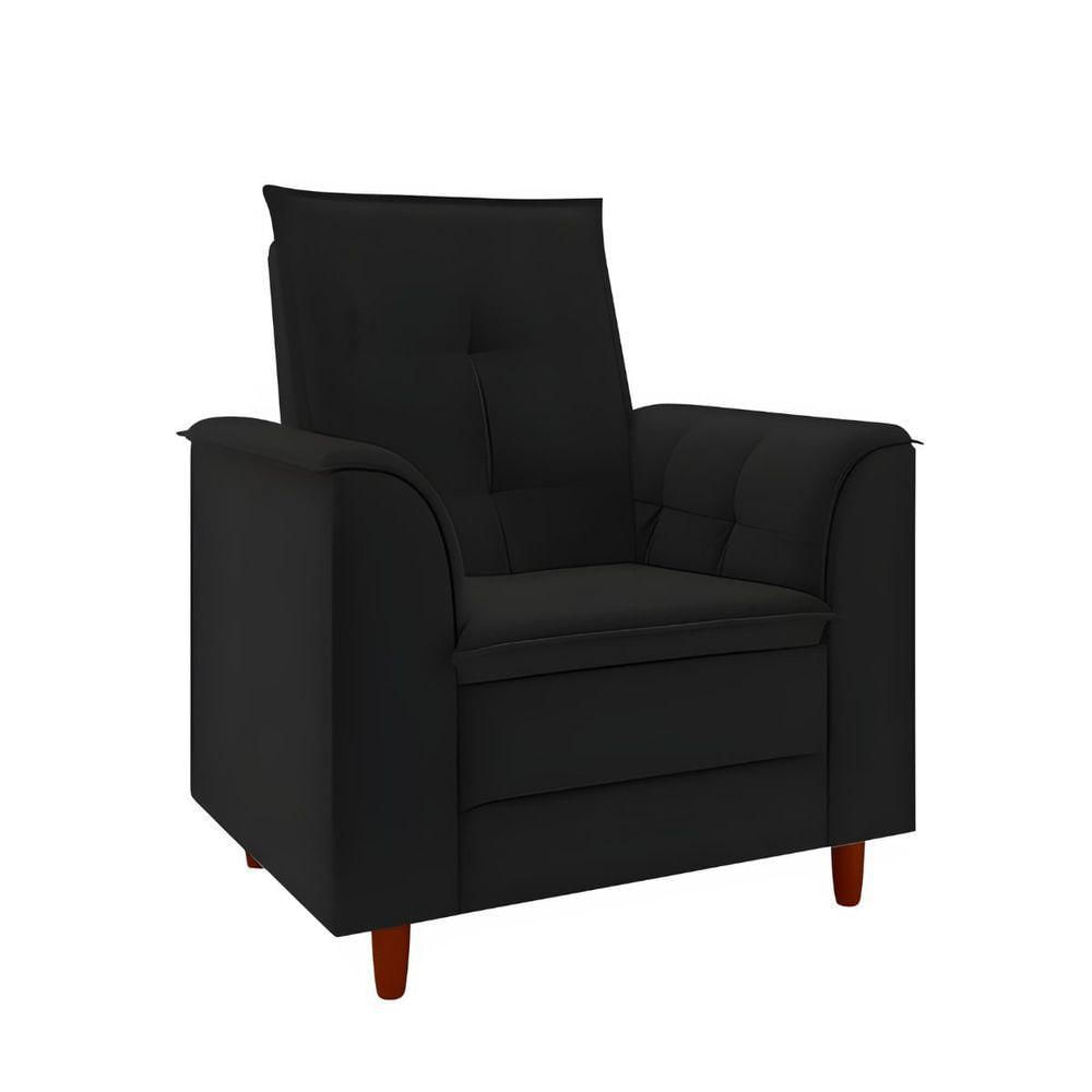 Miniatura Poltrona Para Sala Confortável Decorativa Laura Veludo Preto