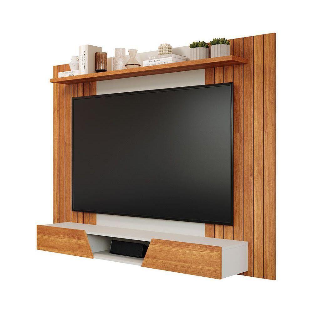 Miniatura Home P/tv Até 70 Pol Santiago C/ Prateleiras E Nichos 180x135cm Cinamomo/off White - Permóbili