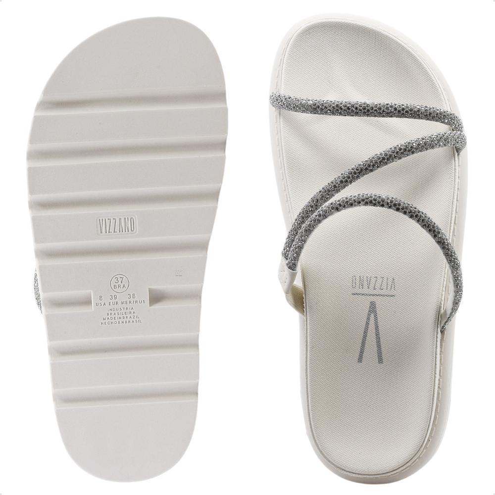 Miniatura Sandália Papete Vizzano Strass Feminina Branco / Prata - 34