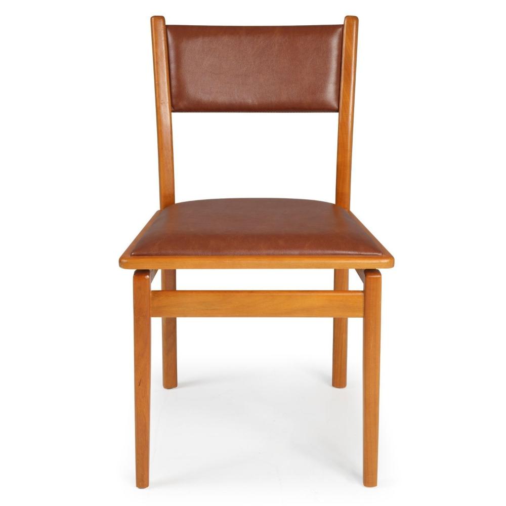 Miniatura Kit 2 Cadeiras Madeira Maciça Encosto e Assento Estofado Chade Freijó