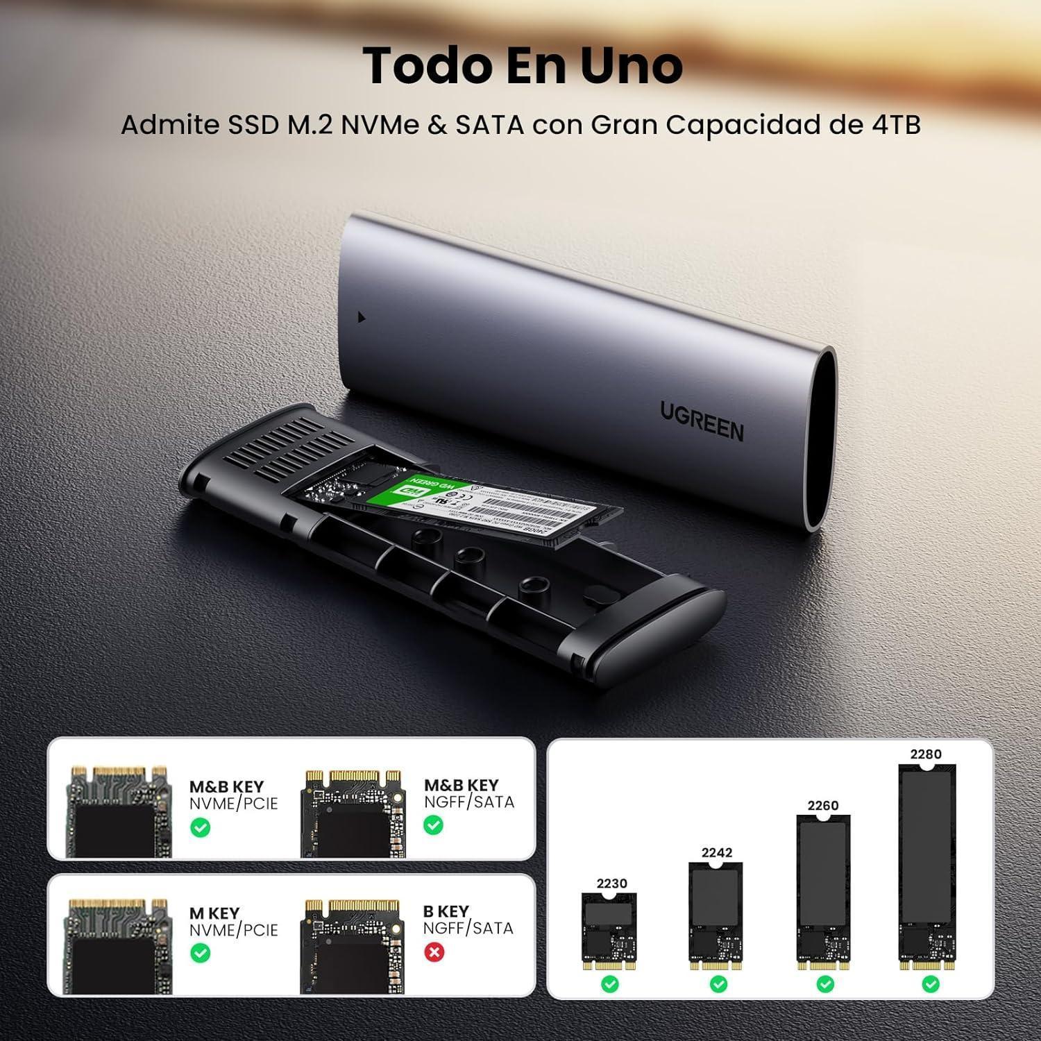 Miniatura Case Externa Para Ssd M.2 Nvme Pcie / Sata 10 Gbps Usb C 3.2
