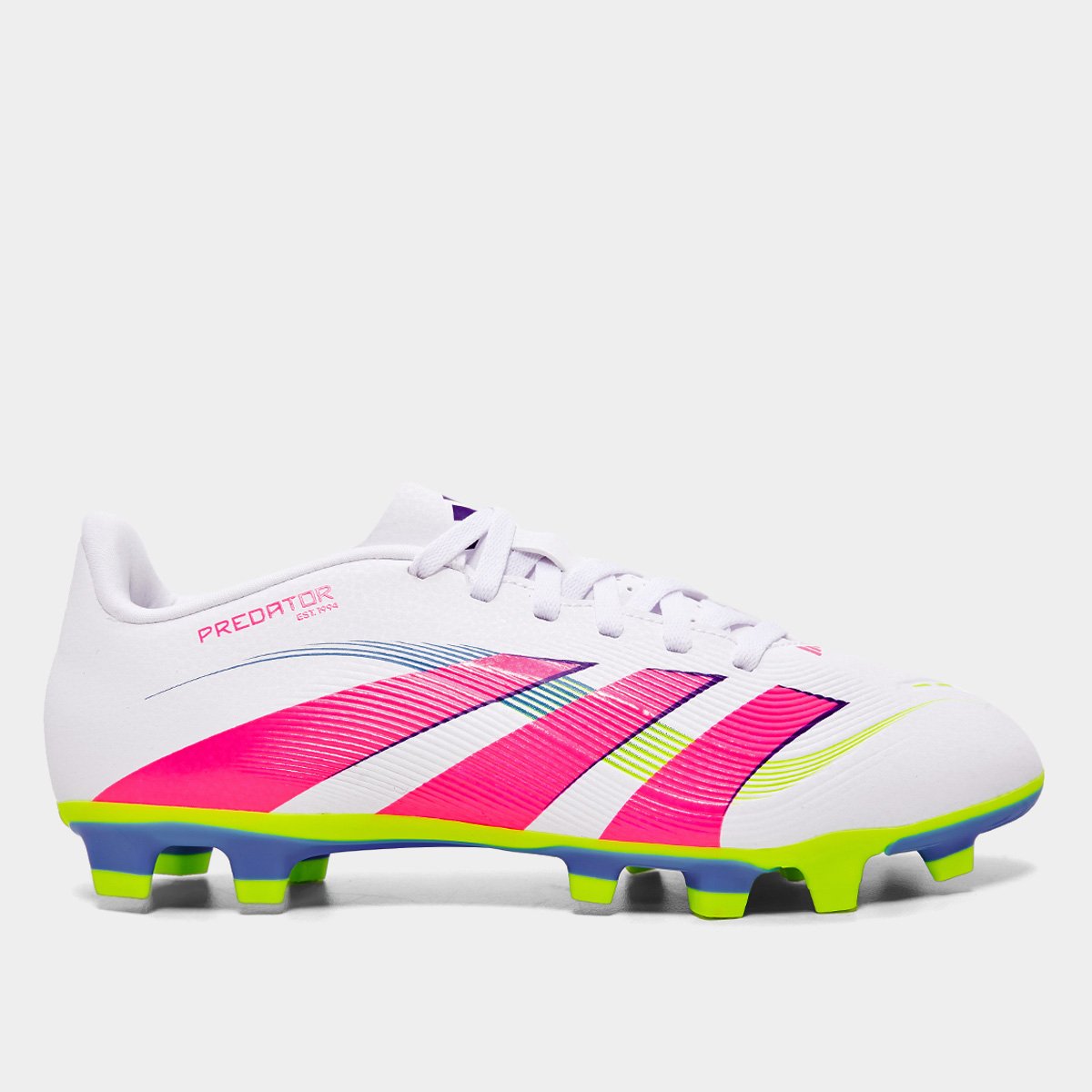Miniatura Chuteira Campo Adidas Predator Club Unissex Branco+Rosa - 40