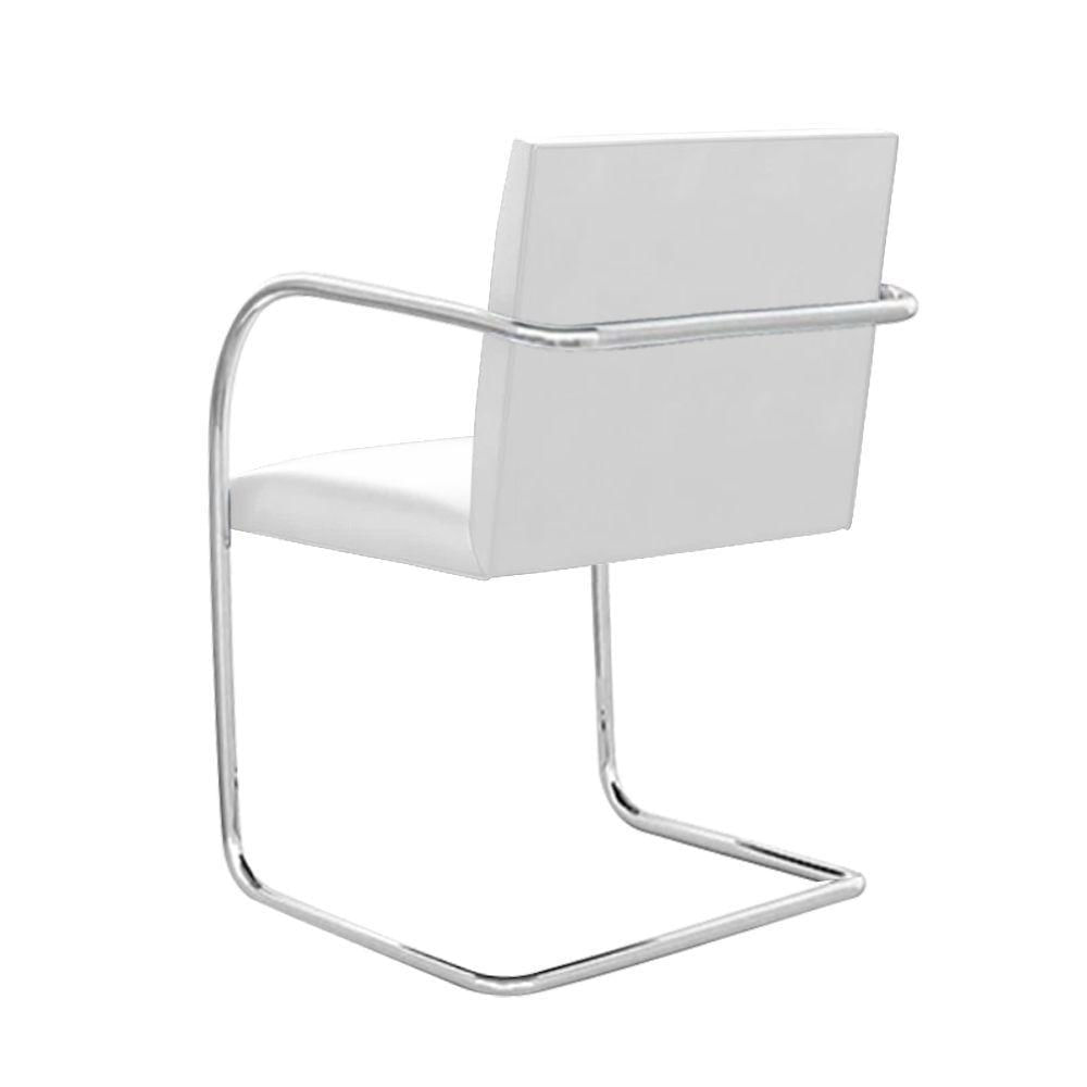 Miniatura Kit 2 Cadeiras Brno Para Escritório Couro Sintético Branco Tubular Cromada Cor Branco