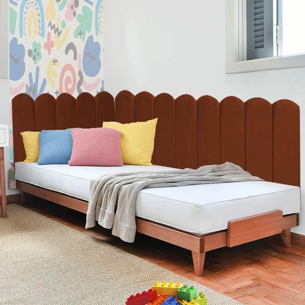 Miniatura Cabeceira Painel Cama Casal Box Nuvem Suede Sandy 140 Cm Cor:terracota