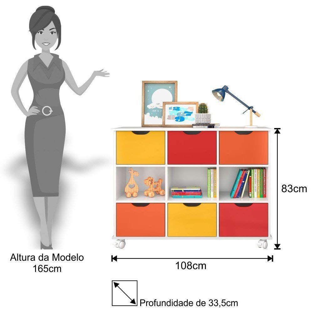 Miniatura Nicho Organizador Com 6 Gavetas Coloridas E Rodízios Qmovi