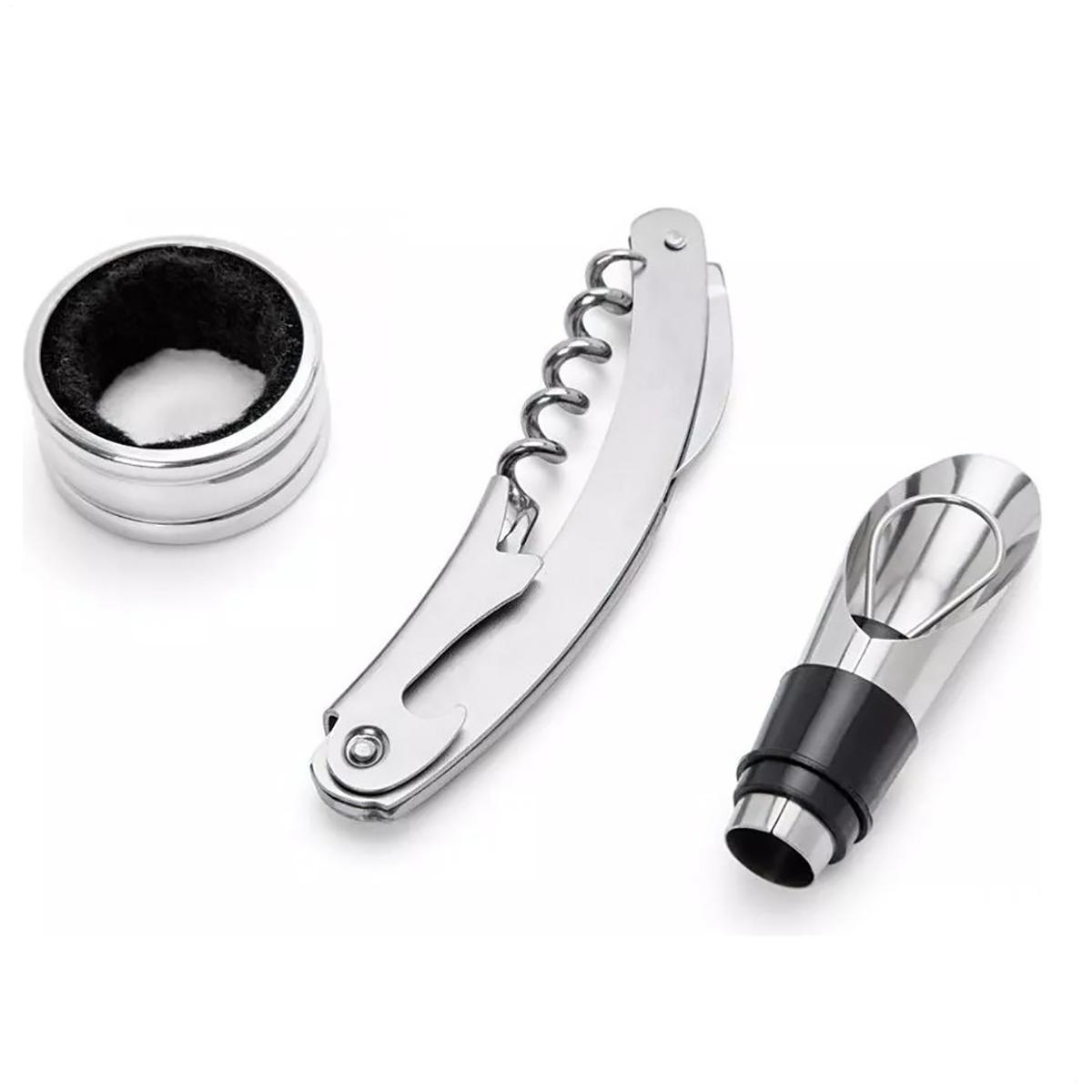 Miniatura Kit Acessórios Vinho Presente Garrafa Abridor Saca Rolha