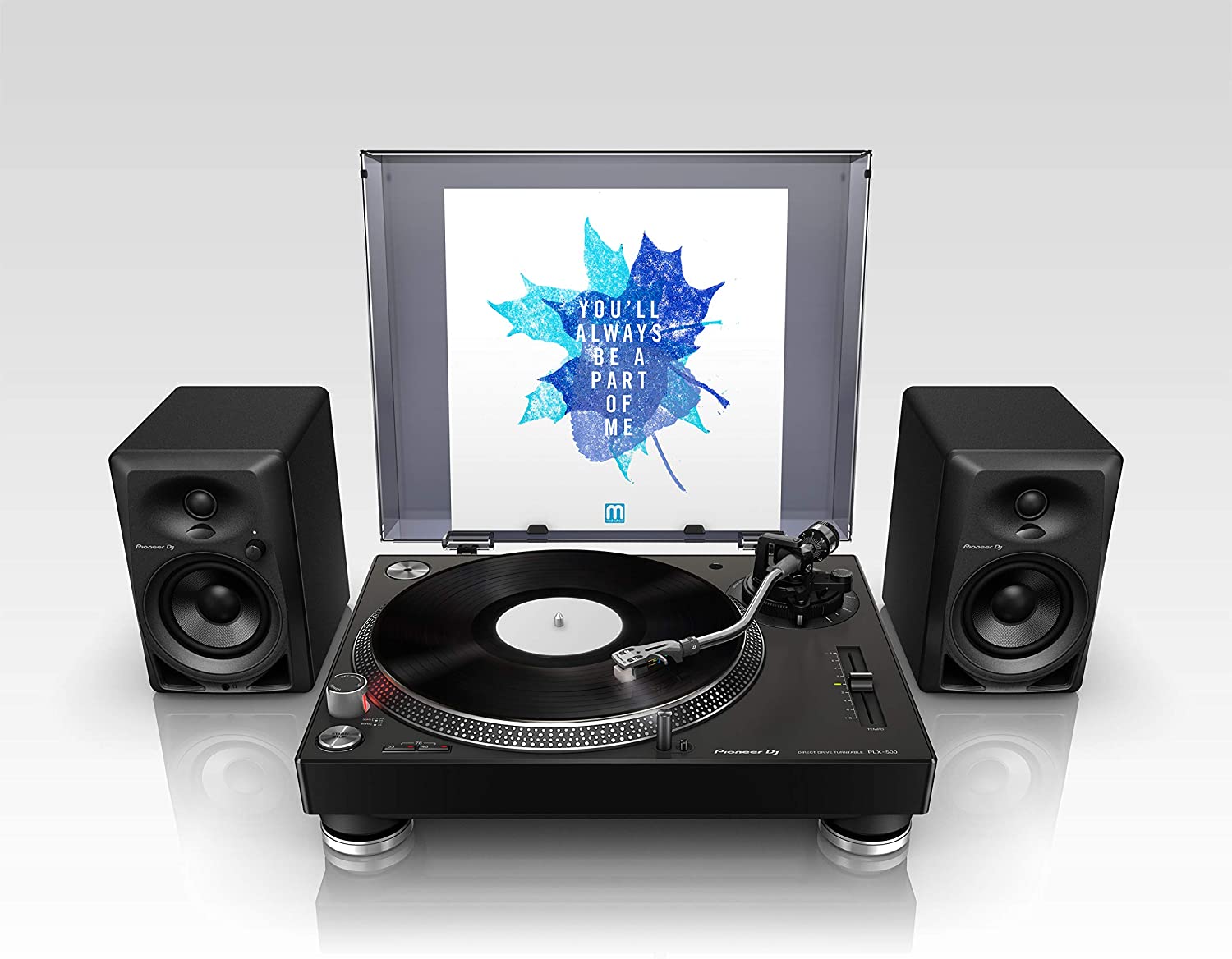Miniatura Pioneer DJ PLX500K Toca Discos com Motor de Acionamento Direto Pré Amplificador Headshell com Cartucho e Caneta e saída USB