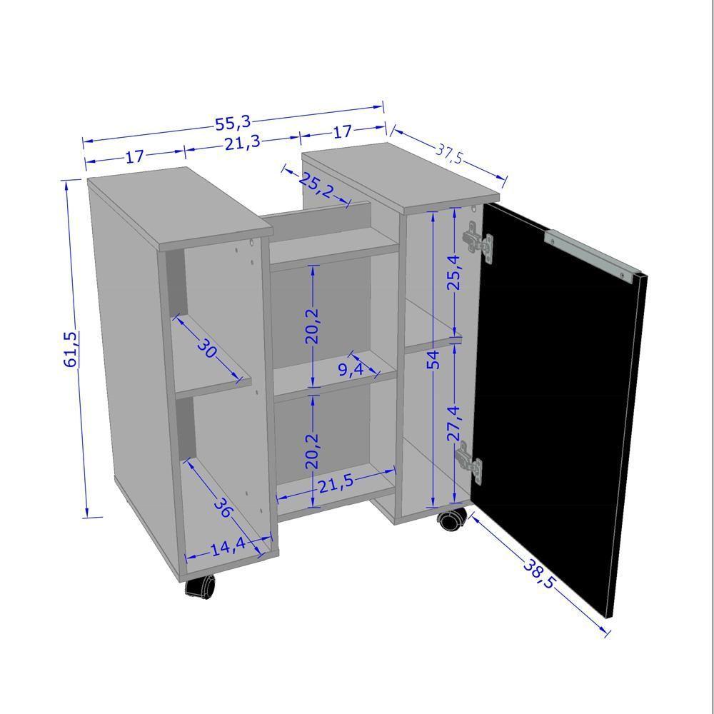 Gabinete De Coluna Para Banheiro Branco Com Espelho Preto