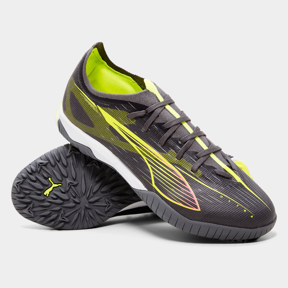 Miniatura Chuteira Society Puma Ultra 5 Match Unissex Preto+Amarelo - 37