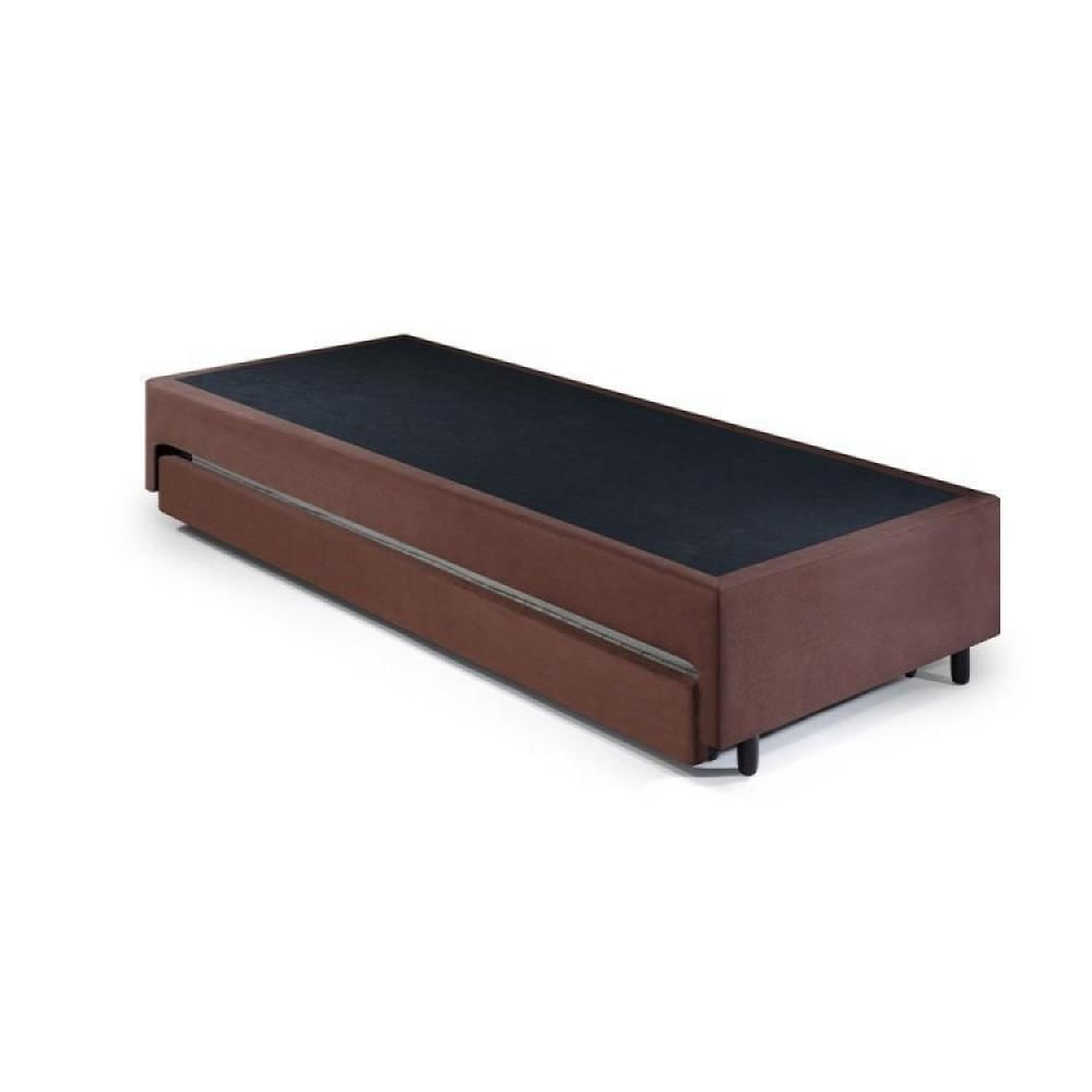 Miniatura Bicama Box Solteiro King com Colchão Gran Sleep Ecoflex Molas Verticoil Suede 96x203cm Marrom