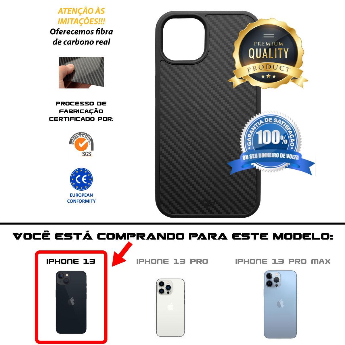 Miniatura Para Iphone 13 Capa Case Capinha Fibra Carbono Real Premium
