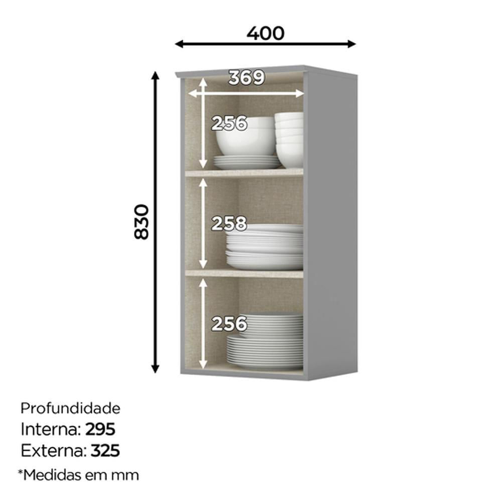 Miniatura Armario Aereo 1 Porta Mdf 40 Cm Americana C364 Cinza Henn