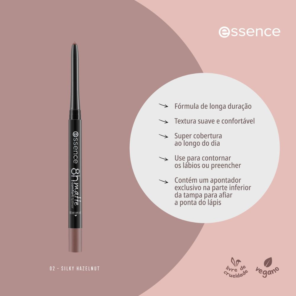 Delineador Labial Essence - 8h Matte Comfort 02 Silky Hazelnut