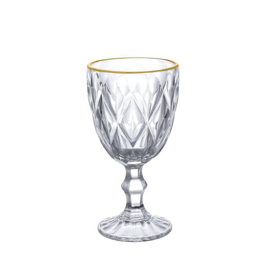 Miniatura Jogo Taça Transparente Borda Dourada 320Ml 6 Peças