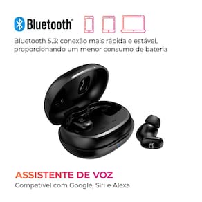 Fone de Ouvido Aiwa Earbud AWS-EB-03-B Bluetooth IPX5 ANC Modo Ambiente – Preto