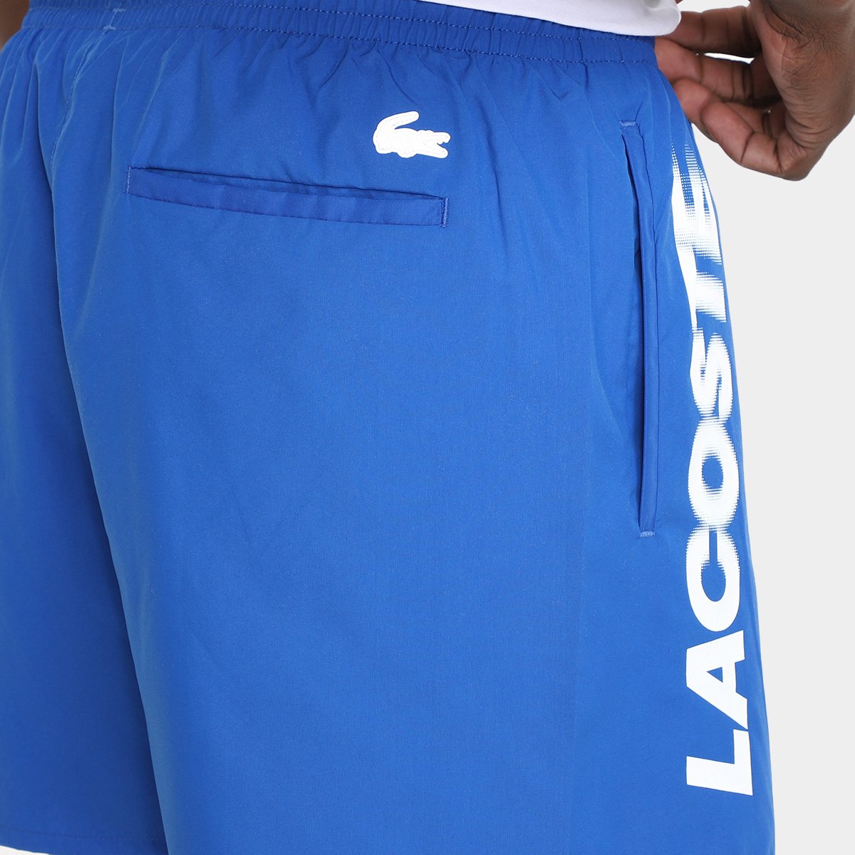 Miniatura Short de Banho Lacoste Estampa Tafetá Masculino Azul Royal - G