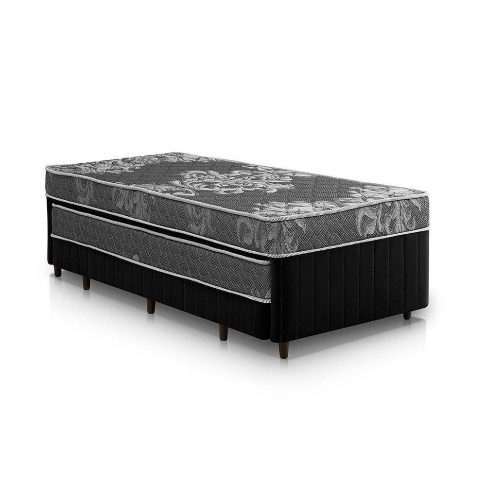 Miniatura Cama Box Conjugada Solteiro com Auxiliar Preto