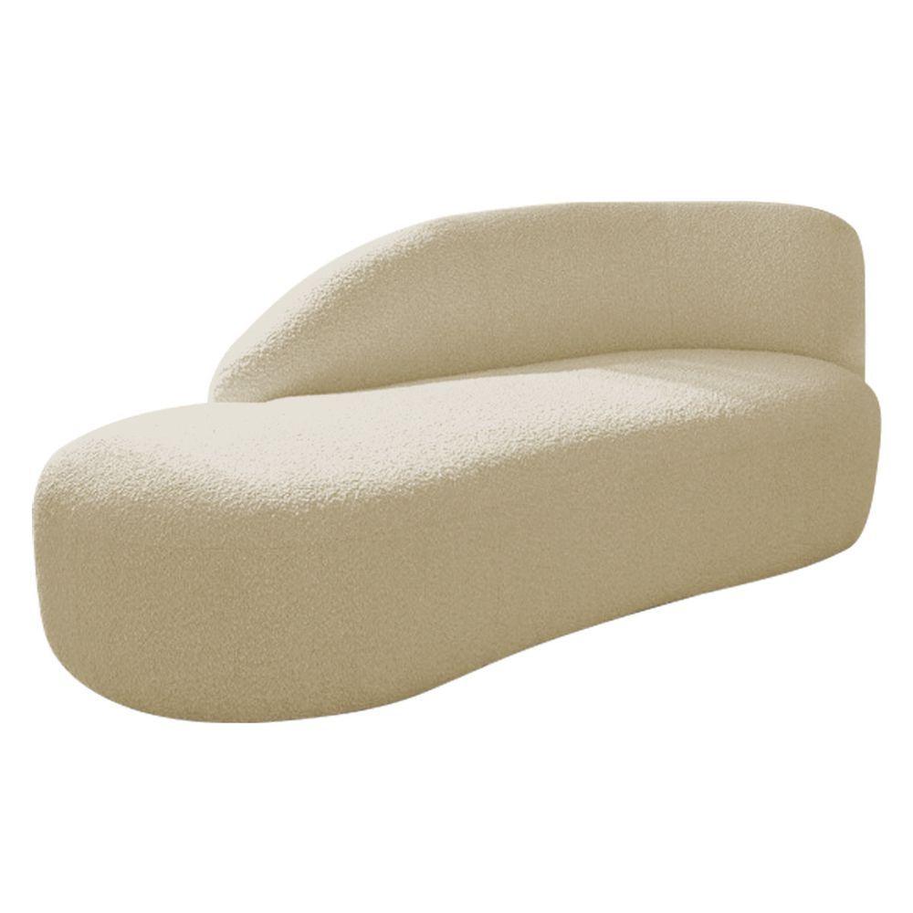 Miniatura Divã Recamier Curvo Luna 160cm Lado Esquerdo Suede Cor Bege