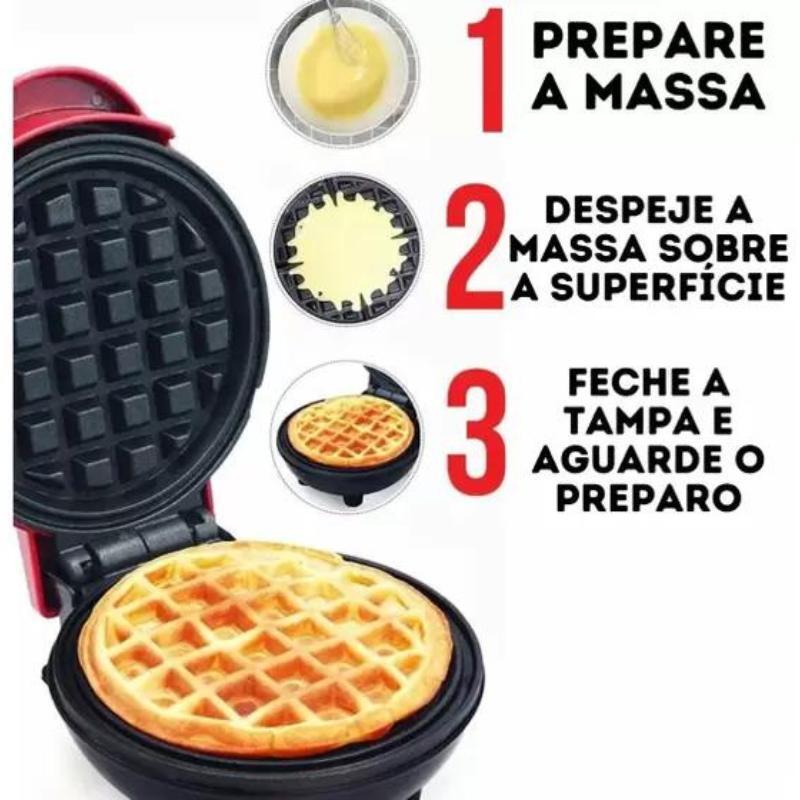 Mini Máquina Waffles Elétrica Casa Cozinha Fazer Waffle
