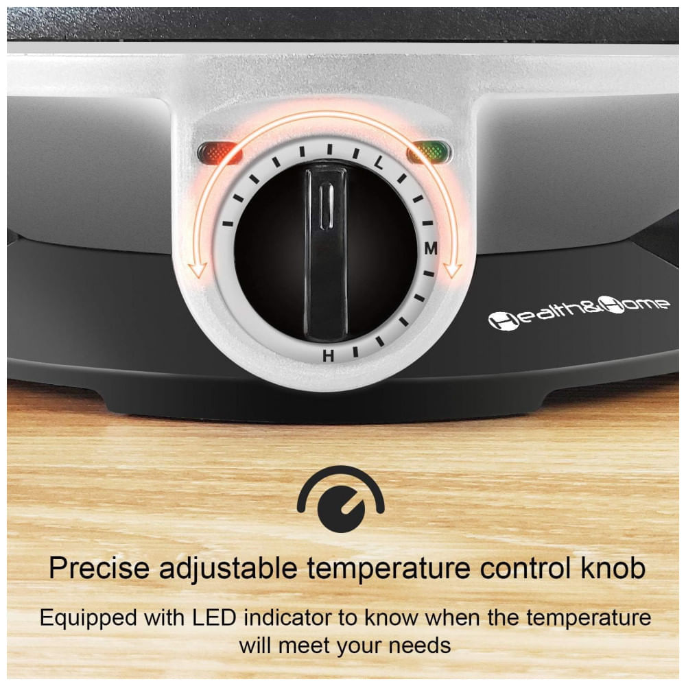 Miniatura Máquina de Crepe Elétrica antiaderente de Aço inoxidável, 1000W, 110v, HEALTH AND HOME, Preto