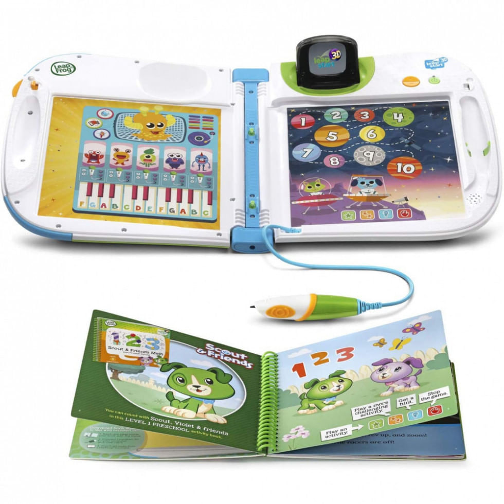 Miniatura Caderno Interativo de Aprendizagem LeapFrog 3D em Inglês com Caneta Mágica para Crianças de 2 a 7 Anos
