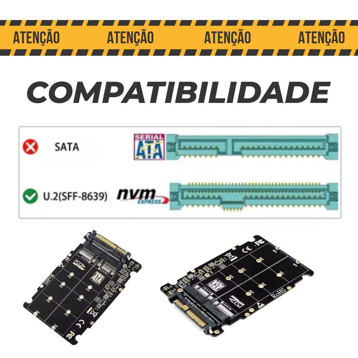Miniatura Adaptador U.2 Sas Sff-8639 Para Ssd M.2 Pcie Nvme Ngff Sata