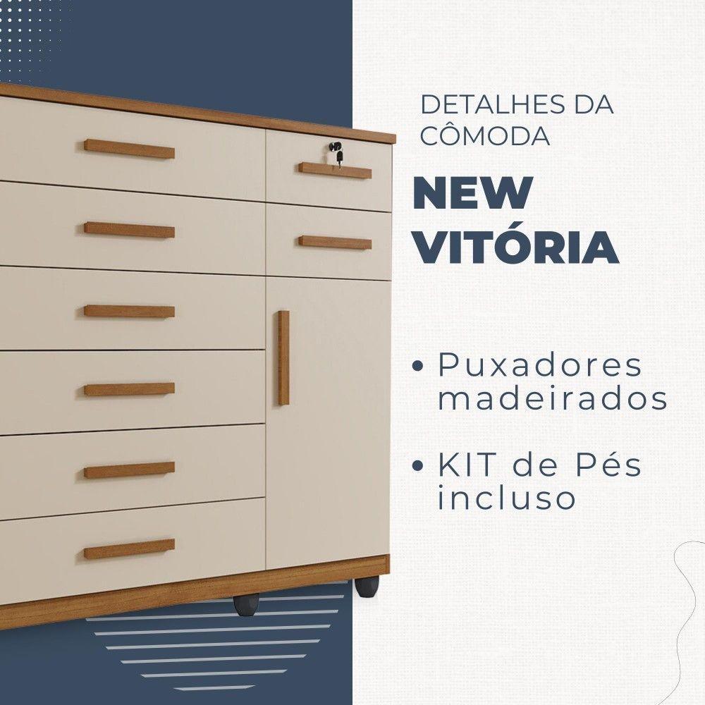 Miniatura Cômoda New Vitória 1 Porta 8 Gavetas Em Mdp Com Chave Benetil Móveis Cinamomo Com Off White