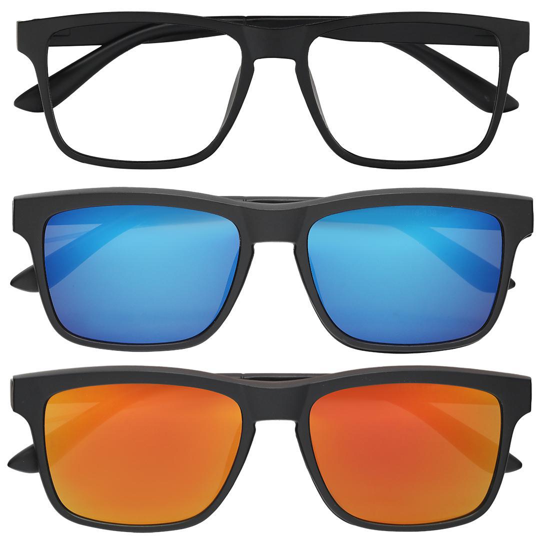 Miniatura Armação Óculos Grau E Sol Clipon 5 Lentes Masculino 1366