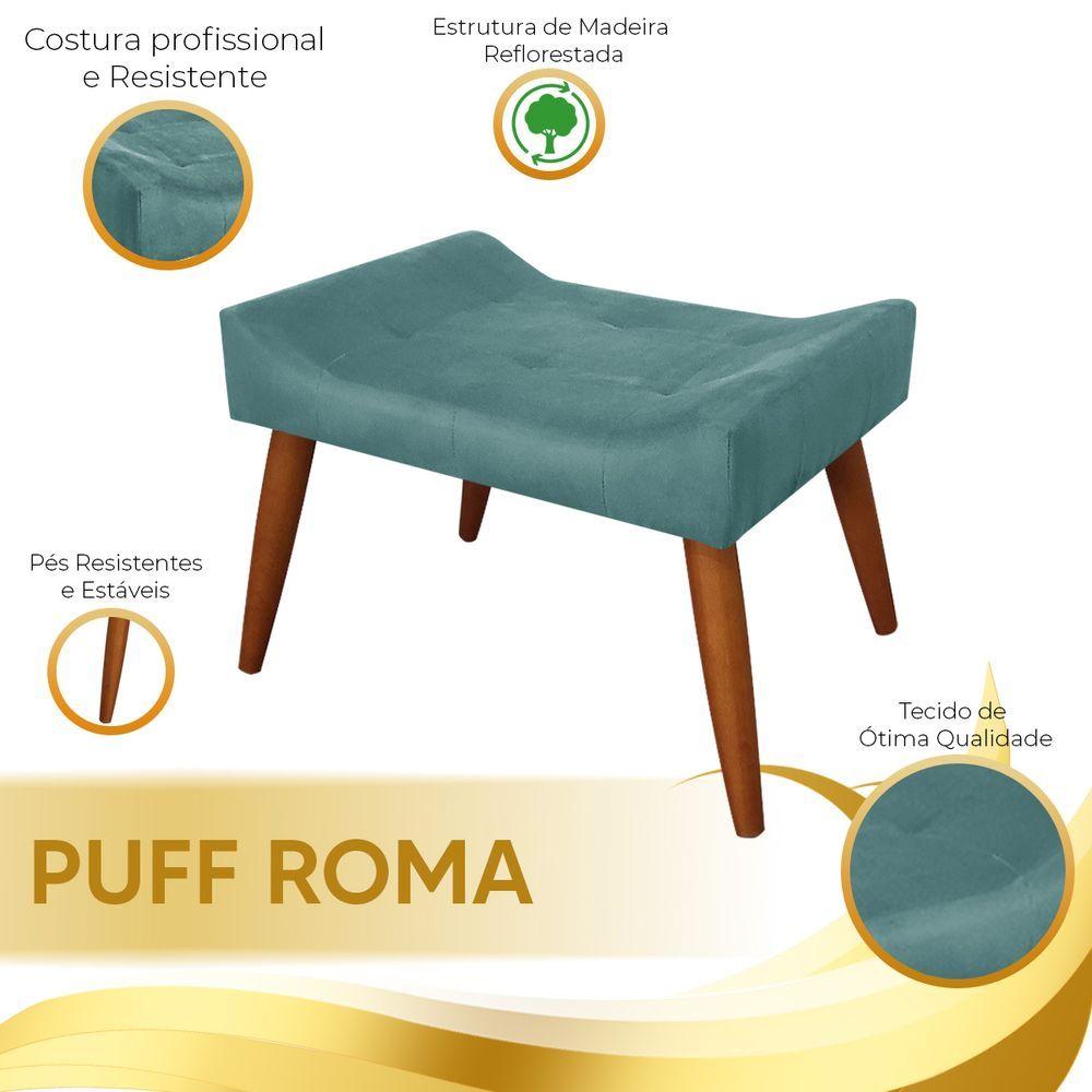 Miniatura Puff Decorativo Roma Veludo Ciano