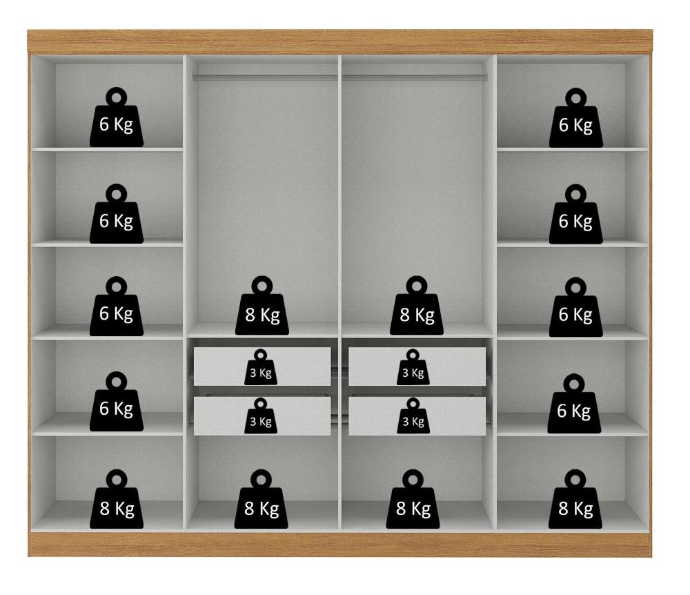 Guarda Roupa Casal 8 Portas 4 Gavetas Paris Espresso Móveis Guarda-roupa Paris 8p 200x237x47 Cm Cinamomo/Off White