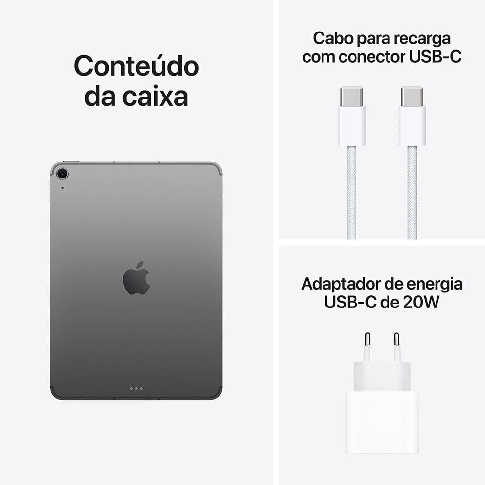 Apple iPad Air 11" M3, 7ª geração, Wi-Fi + Cellular, 1TB - Cinza-espacial