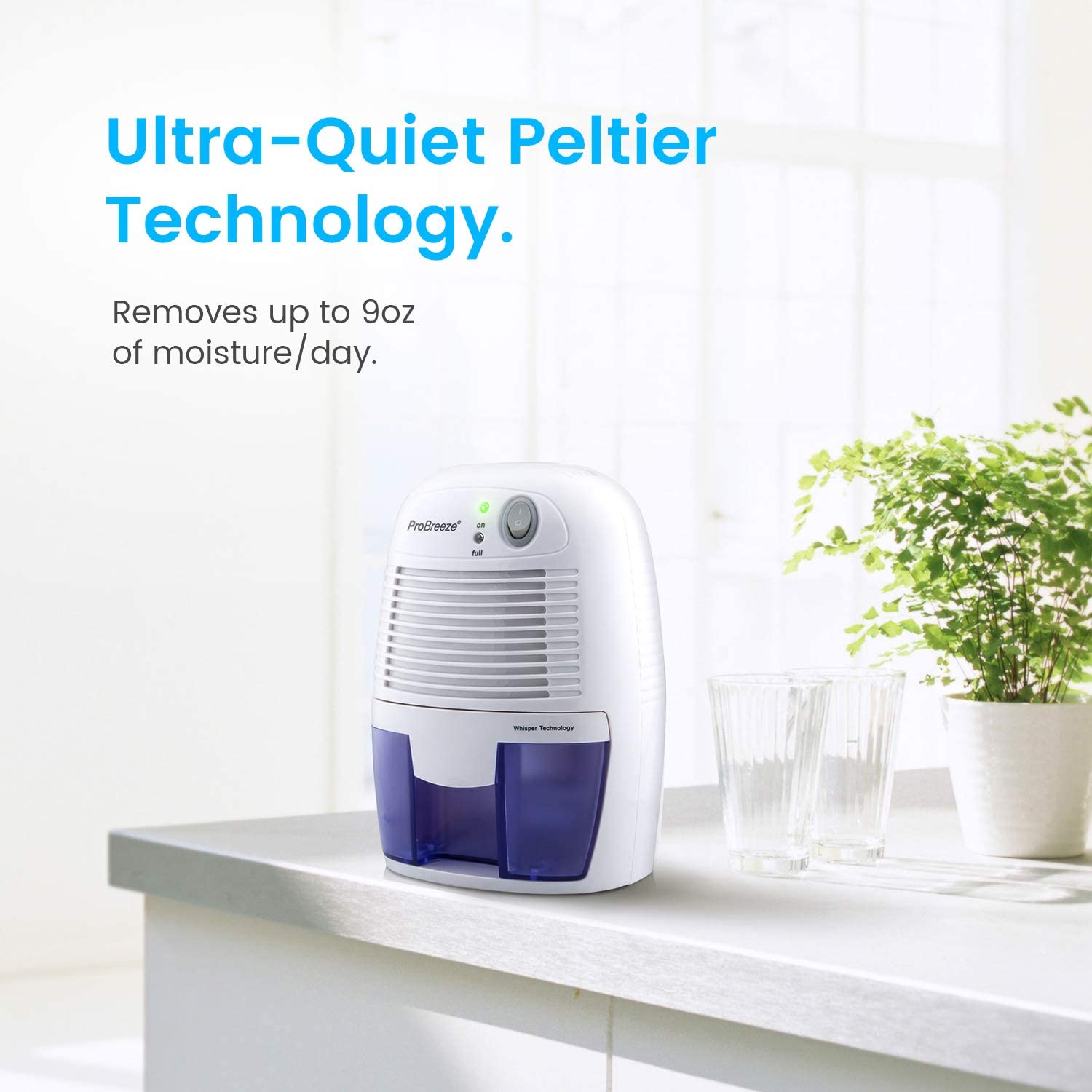 Miniatura Desumidificador Mini Pro Breeze 45m2 Portátil BrancoAzul 110V