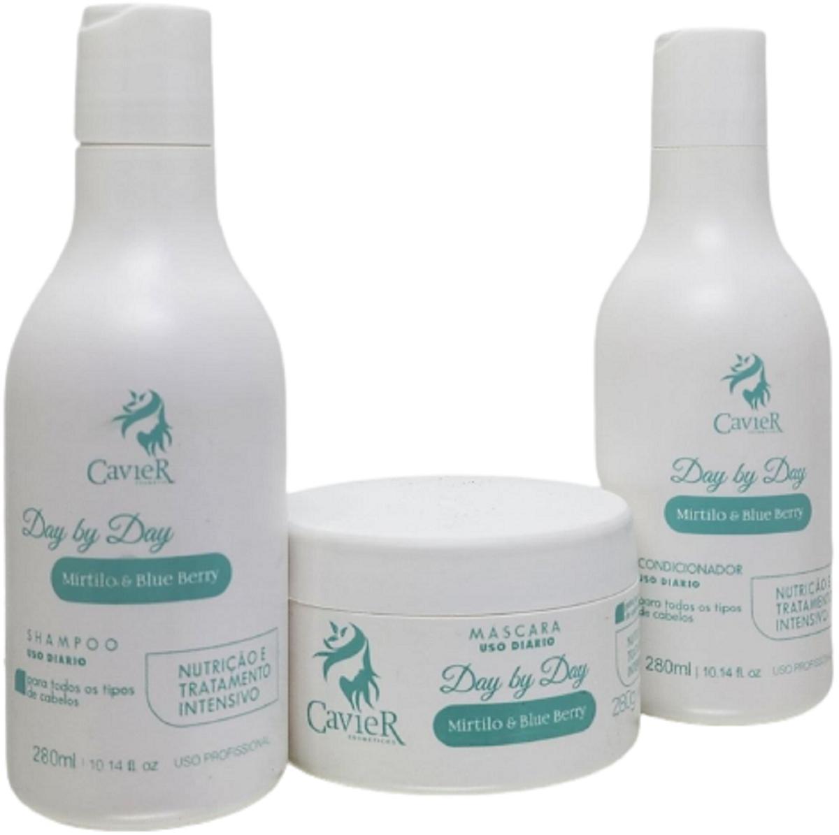 Miniatura Cavier Mirtilo Shampoo + Condicionador + Mascara 840Ml