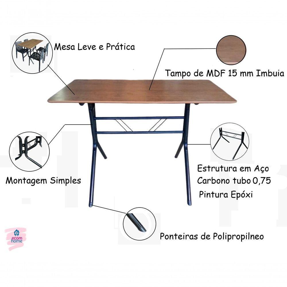 Miniatura Kit 5 Mesas Moema 120x70 Imbuia Base Preta