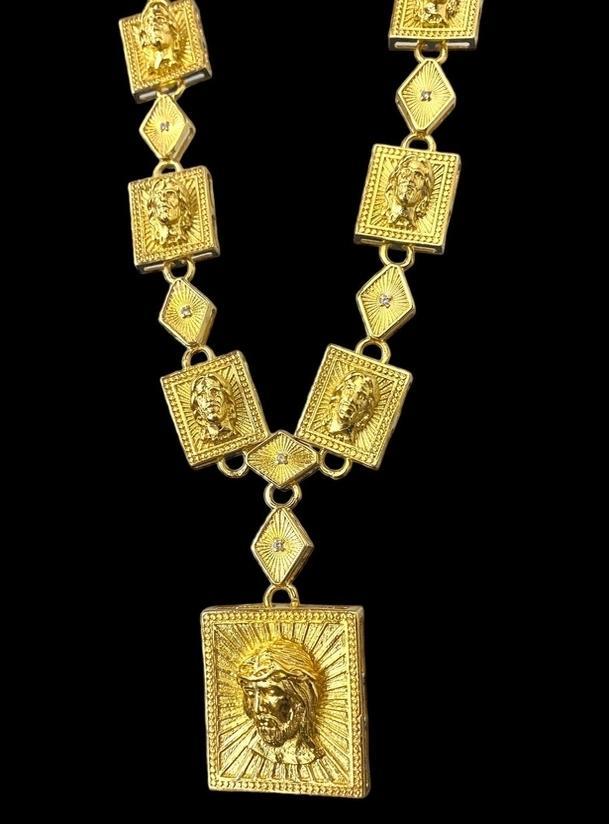 Miniatura Cordão Poze Jesus Cristo + Pingente Banhado A Ouro 18K
