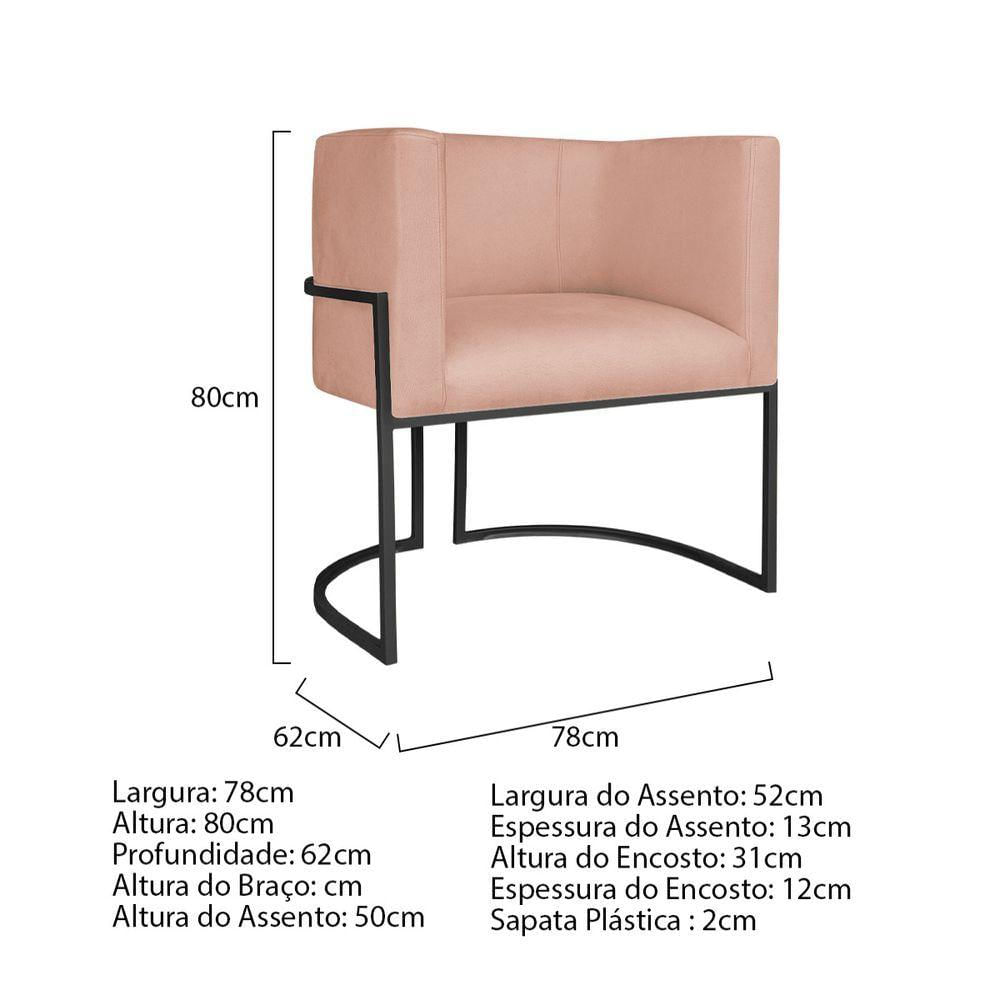 Kit Divã Luna 160cm Lado Esquerdo E 02 Poltronas Base De Ferro Preto Suede Rosê