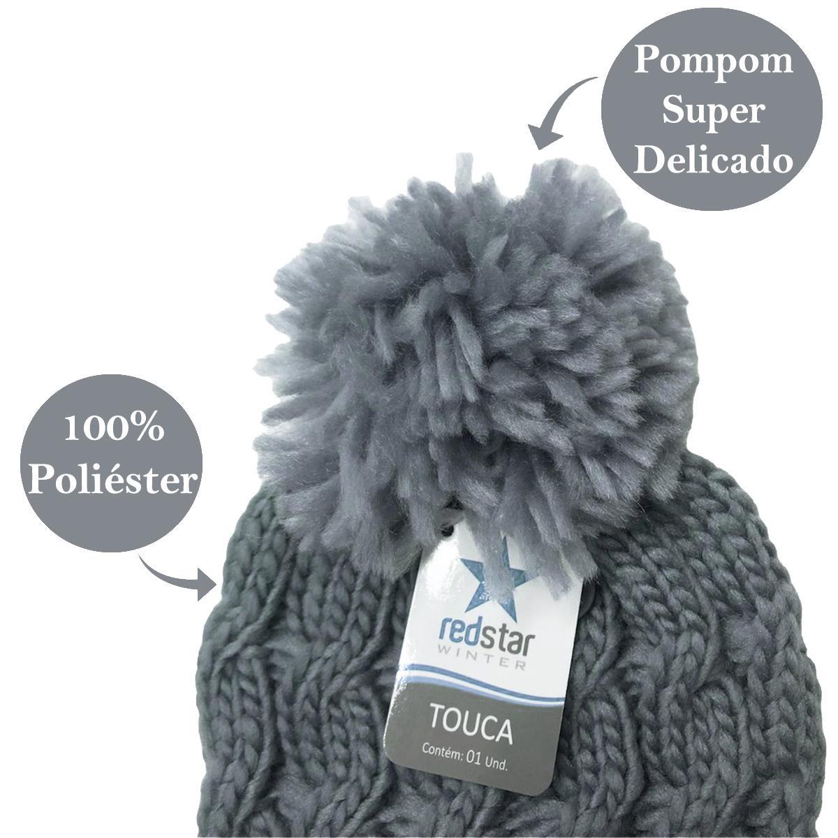 Miniatura Touca Pompom Inverno E Luva Frio Tricô Touch Screen