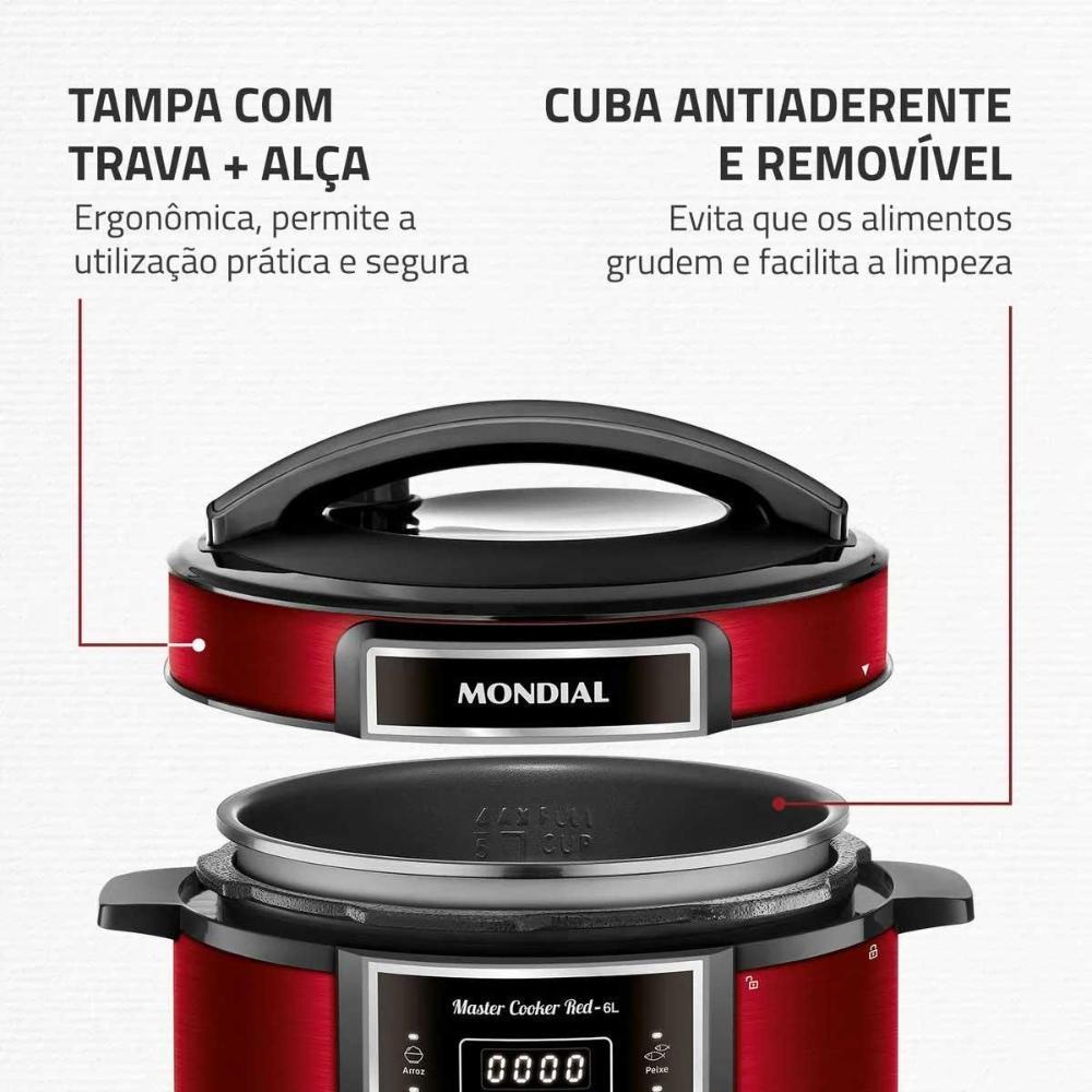 Miniatura Panela De Pressão Elétrica Mondial Pe-60-6L-Ri Vermelho 127V