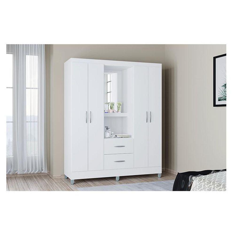 Miniatura Guarda Roupa Solteiro Cordoba 4 Portas Branco Brilho - Poquema
