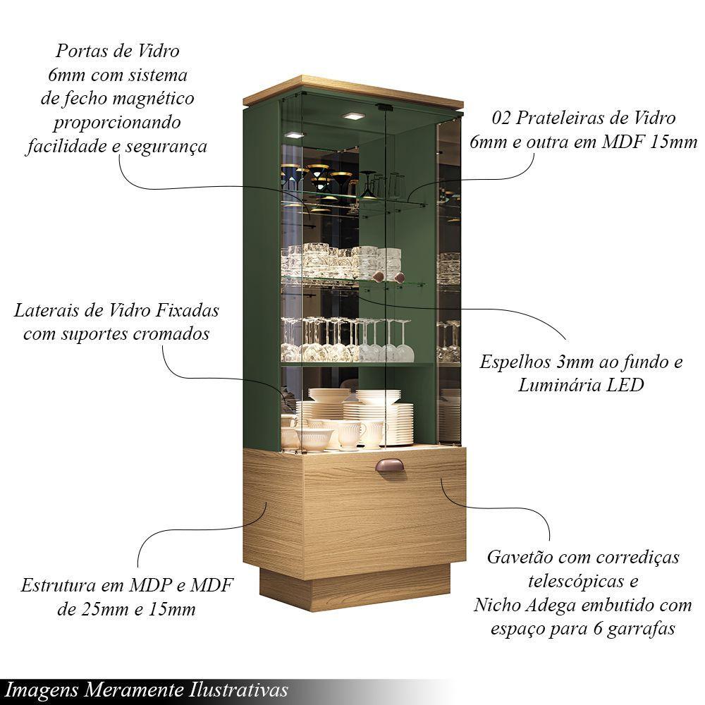 Miniatura Cristaleira Com Adega Decorativa Peggy Freijó-verde Pistache G26 - Gran Belo