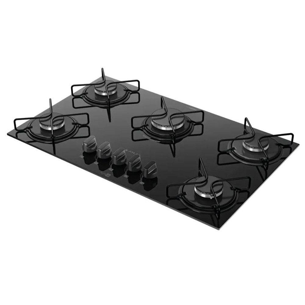 Miniatura Cooktop 5 Bocas Agile Up Acendimento Automático Atlas Preto Bivolt