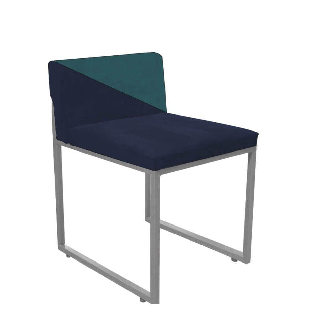 Miniatura Cadeira Lee Duo Sala De Jantar Ferro Cinza Sintético Preto E Azul Marinho - Amey Decor