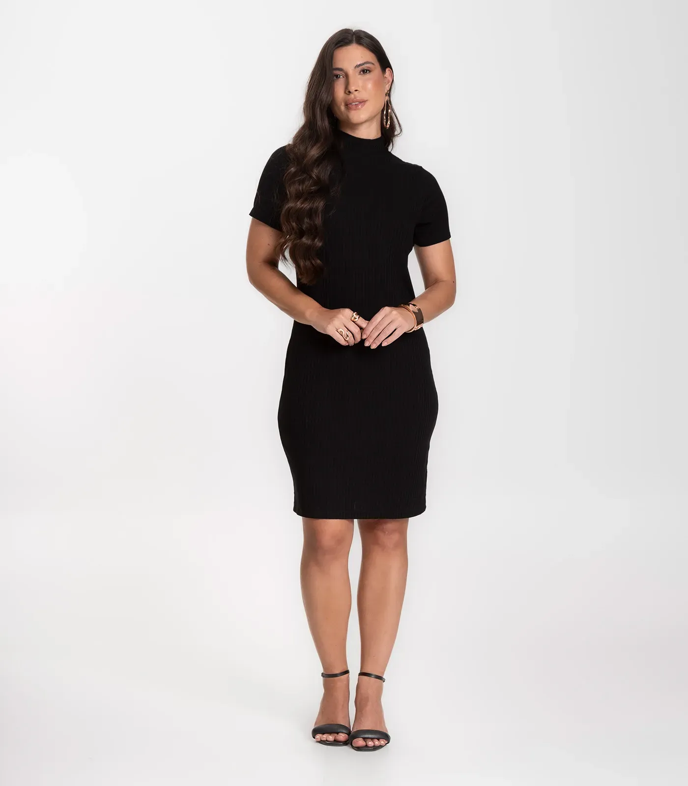 Miniatura Vestido Feminino Canelado Infinita Cor Preto G