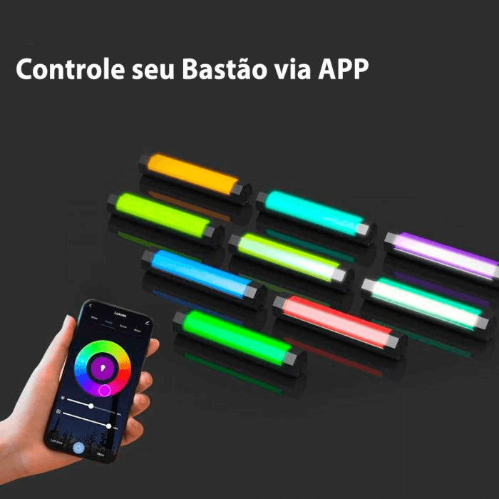 Miniatura Bastão LED RGB Luxceo P200 Luz Handheld (3000–6000K) Controle Remoto e Impermeável
