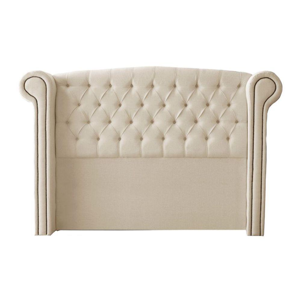 Miniatura Cabeceira Cama Queen Box Estofada 158 Cm Fernanda Linho Bege Claro